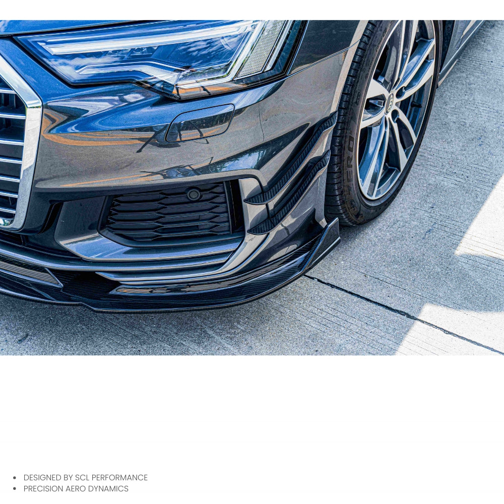 Universal Rear Spoilers Dry Carbon Fiber Bumper Canards for AUDI A6 S6 C8 Body Kits Trim  Car Accessories