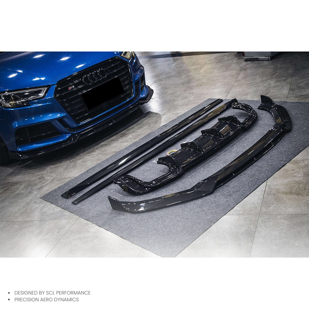 High Quality Exterior Accessories Dry Carbon Fiber Rear Bumper Lip Diffuser for audi A3 S3 2017-2019