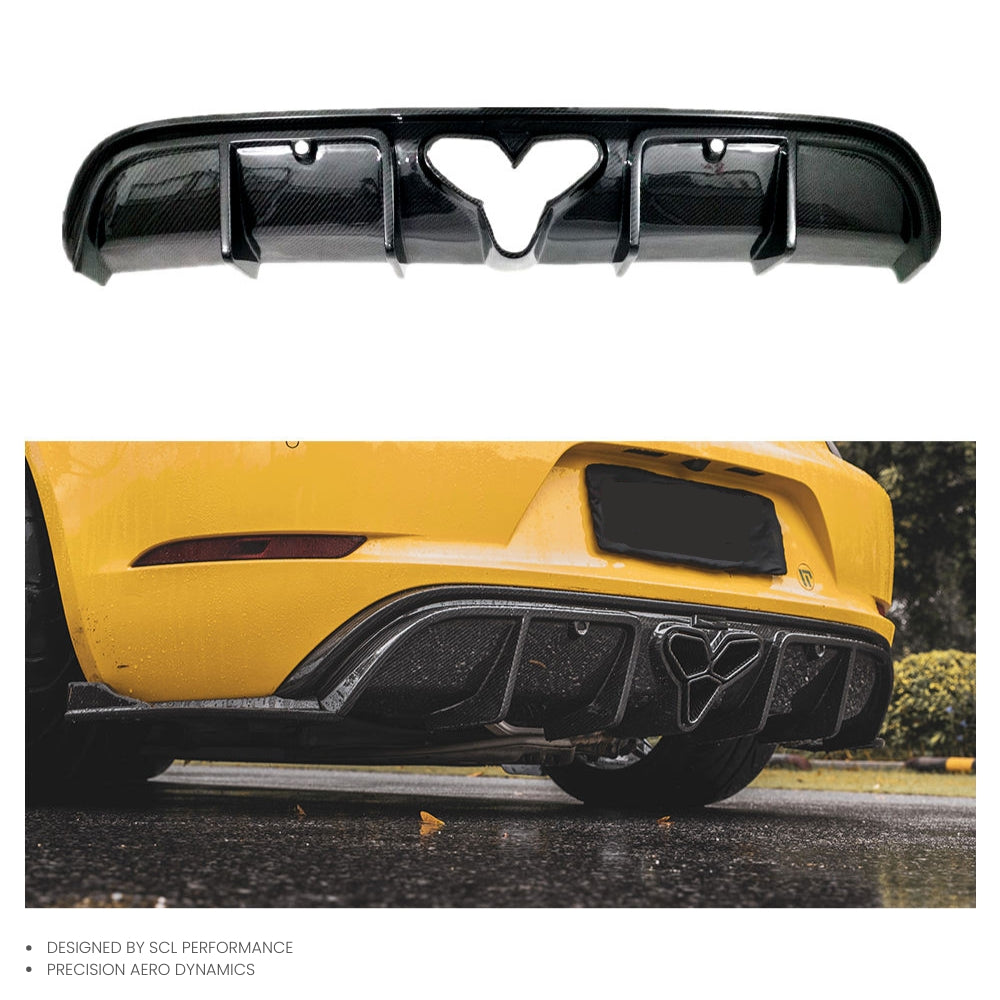 High Quality  Real Car Data Development Dry Carbon Fiber Rear Bumper Lip Rear Spoiler Diffuser for Porsche 718 2016- 2023