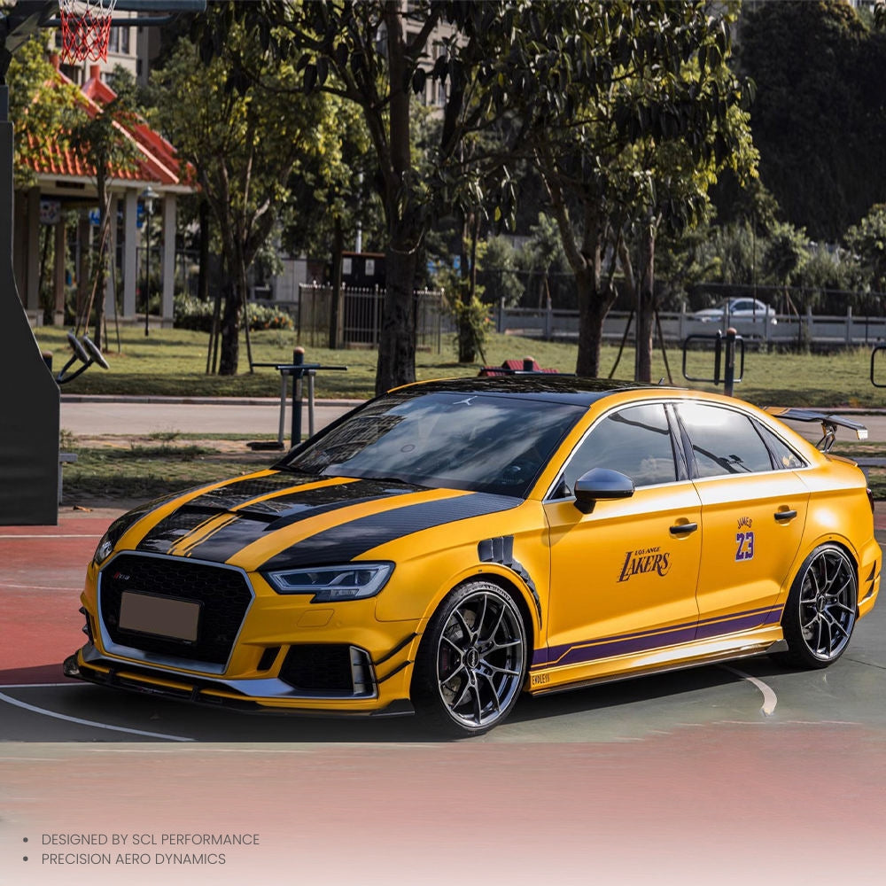 For AUDI A3 S3 RS3 2017-2019 Real Dry Carbon Fiber Universal Car Spoilers Side Skirts Body Kits Car Accessories