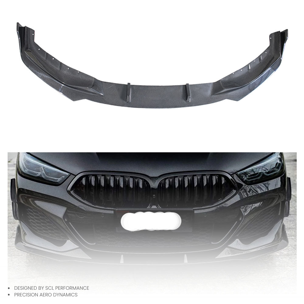For BMW 8 Series G14 G15 840 850 2019-2023 True Dry Carbon Fiber Front Lip Front Bumper Spoiler Body Kits Trim Car Accessories