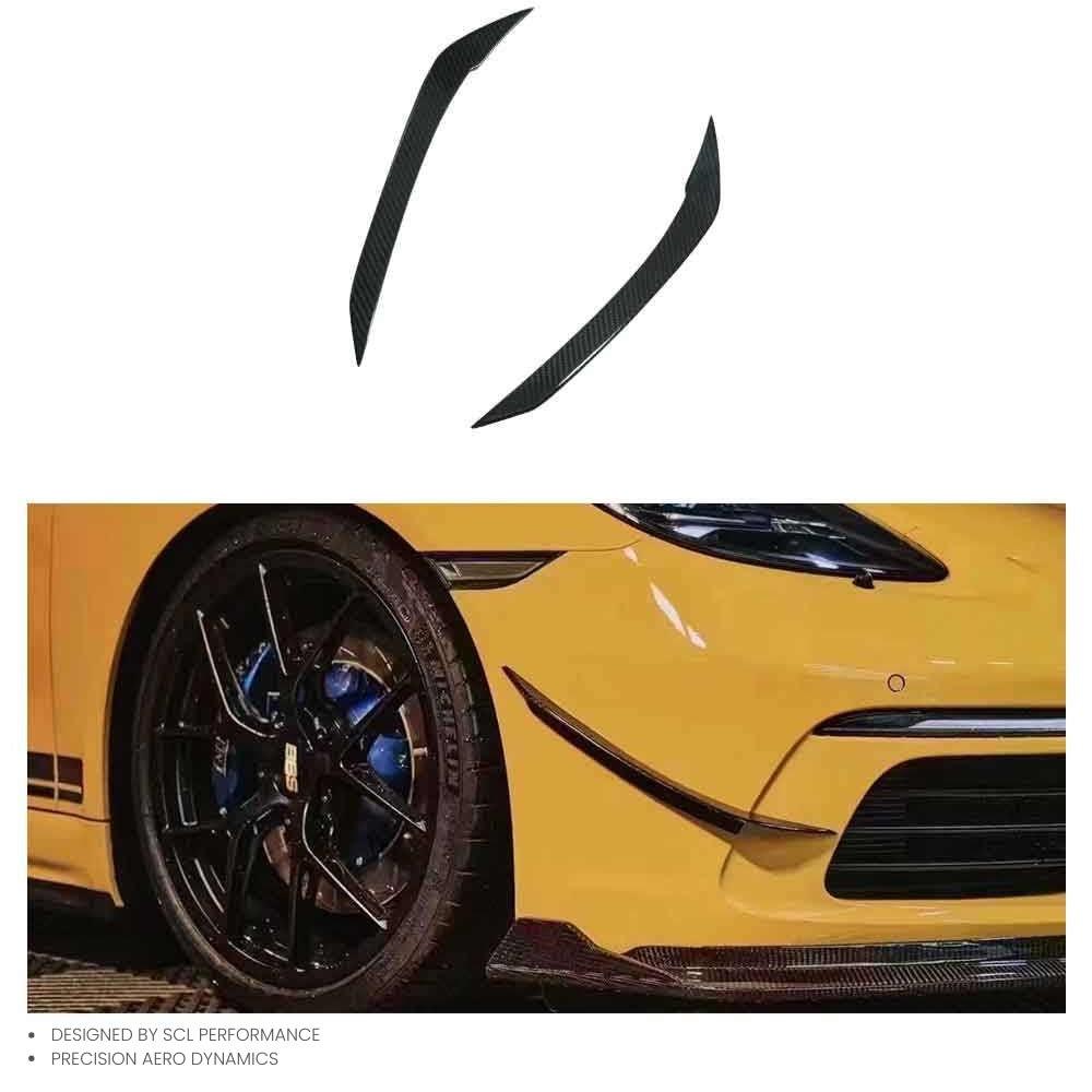718 Real Dry Carbon Fiber Universal Front Bumper Canards Trims Body Kit for Porsche 718 2016-2023