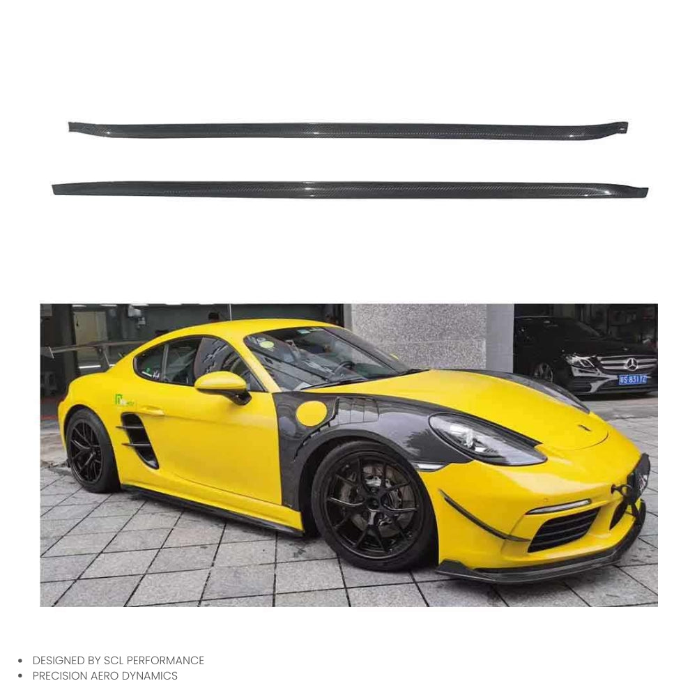 For Porsche 718 Boxster Cayman  3K Twill Dry Carbon Fiber Car Side Bumper Skirt Body Kit Car Accessories