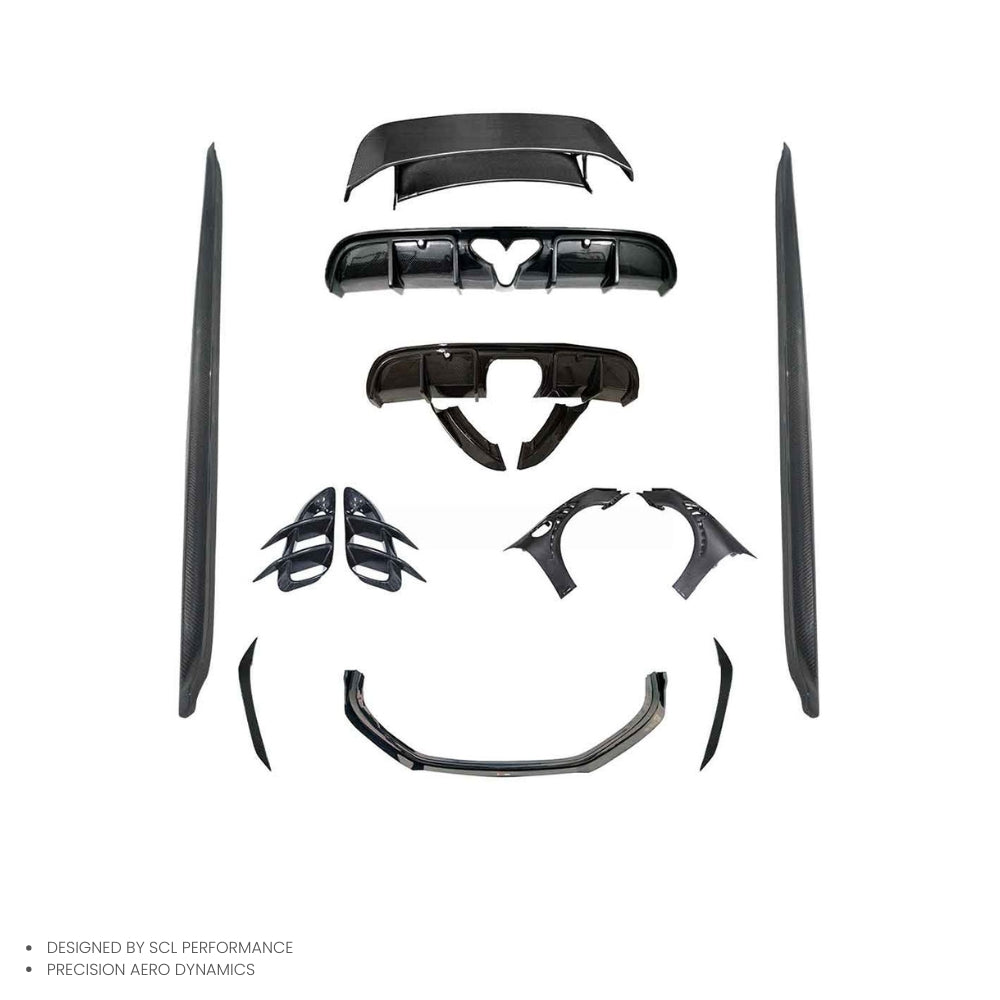 For Porsche 718 Boxster Cayman  3K Twill Dry Carbon Fiber Car Side Bumper Skirt Body Kit Car Accessories