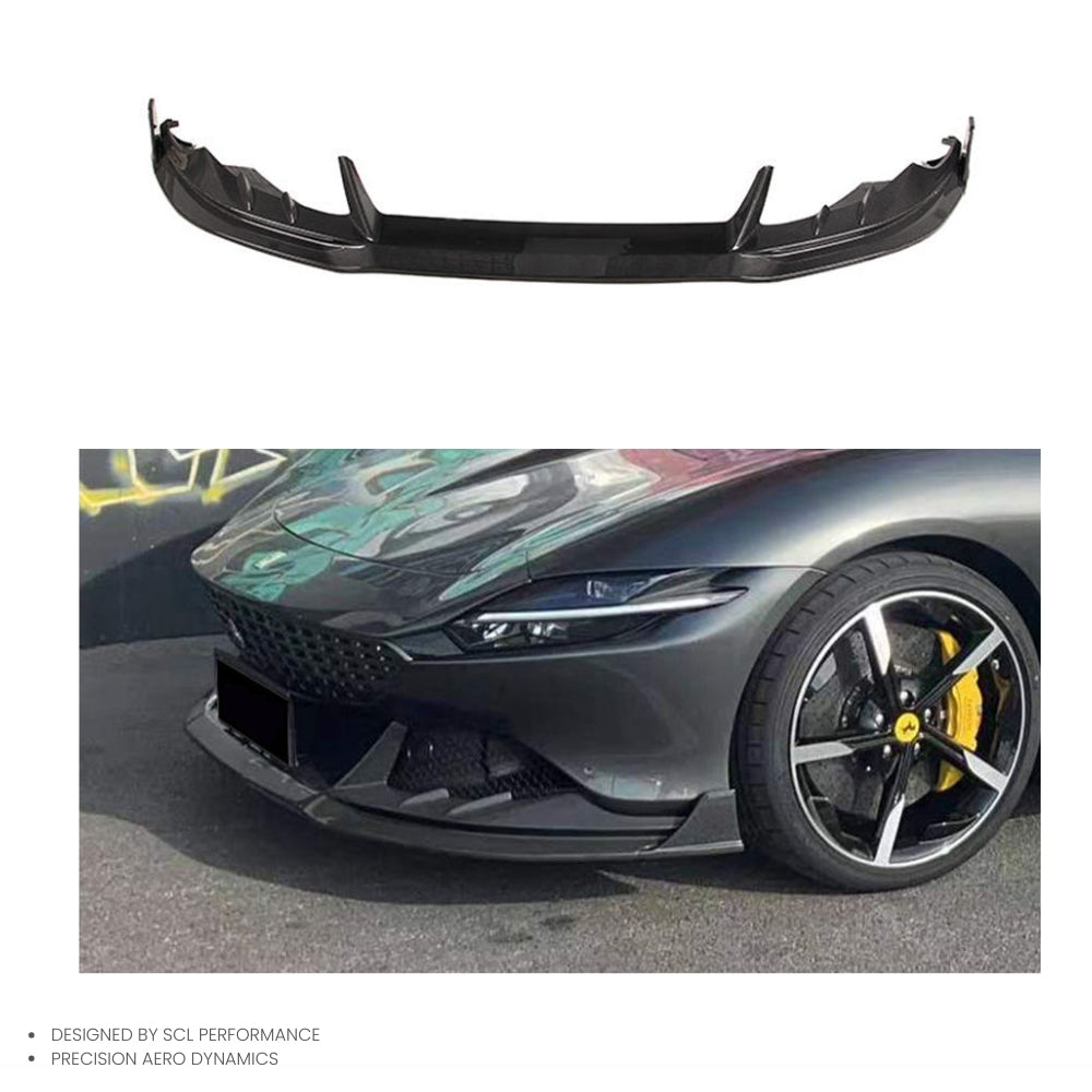 For Ferrari Roma Dry Carbon Fiber Car Accessories Body Kit Front Bumper Lip Splitter Spoiler