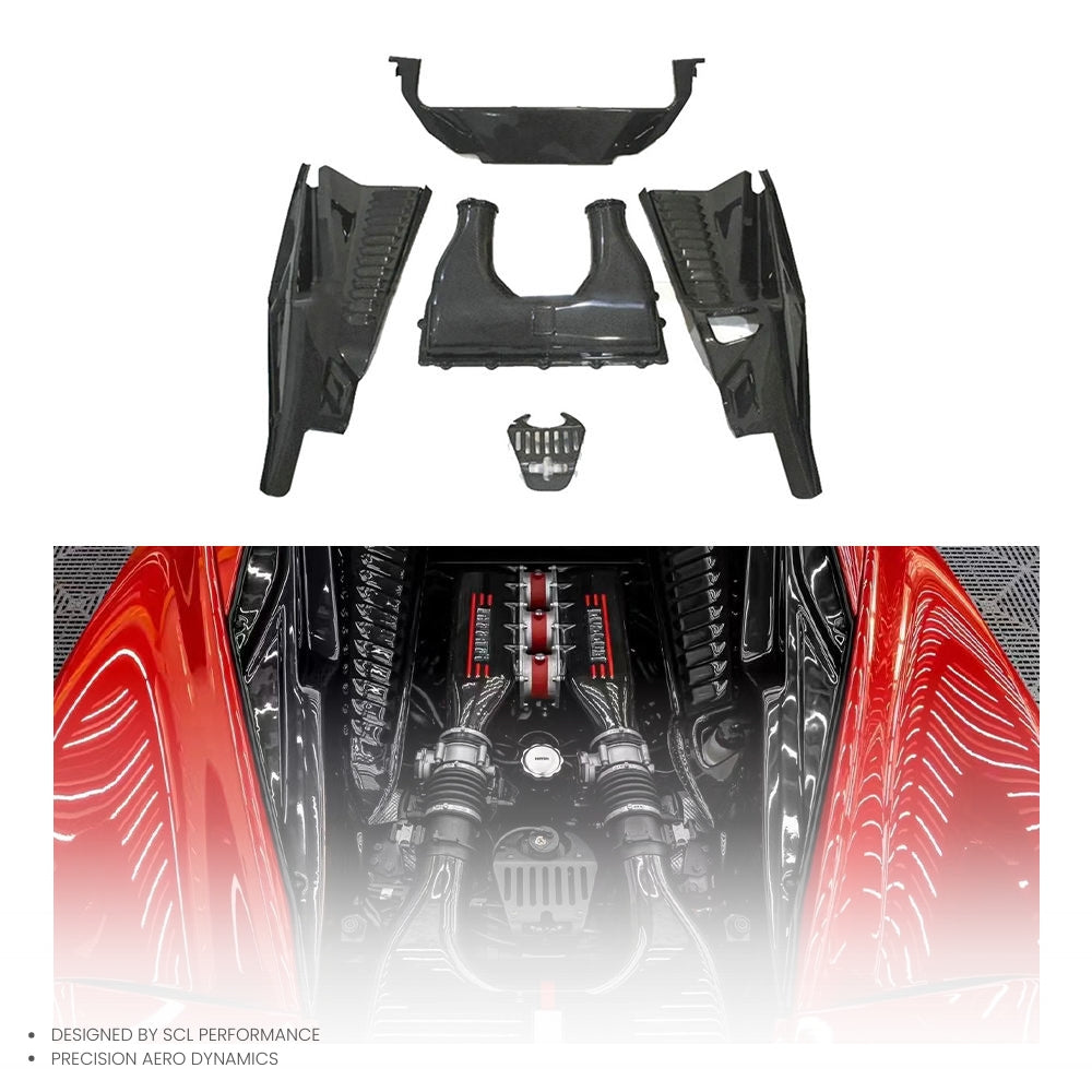 Best Selling OEM Style Dry Carbon Fiber Engine Interior Kit Automotive Accessories for Ferrari F8 Body Parts Exclusive for