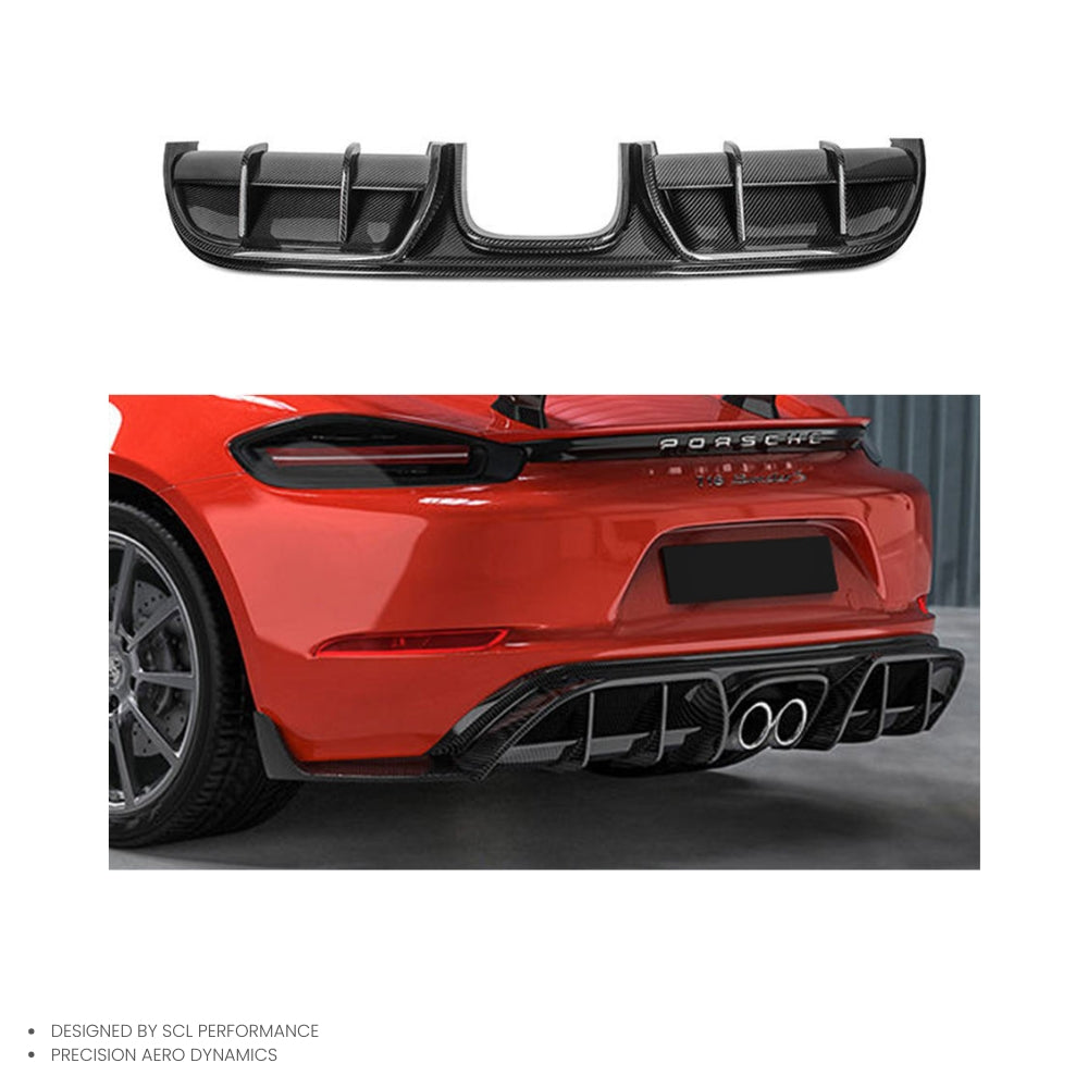 Dry Prepreg Carbon Fiber Bodykit  Back Bumper Spoiler Rear Bumper Lip Diffuser for Porsche 718 Cayman Boxster 982 2016-2024