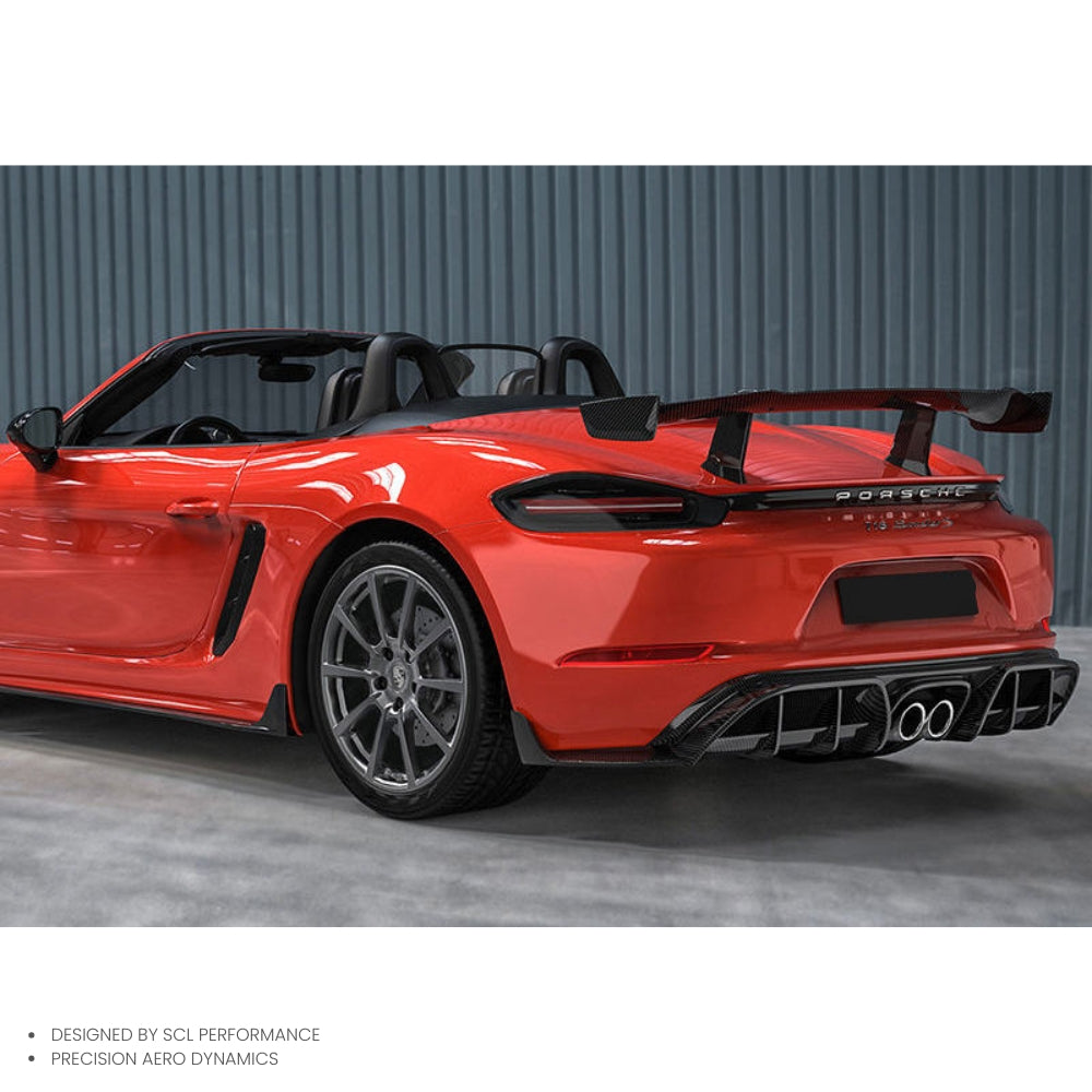 Dry Prepreg Carbon Fiber Bodykit  Back Bumper Spoiler Rear Bumper Lip Diffuser for Porsche 718 Cayman Boxster 982 2016-2024