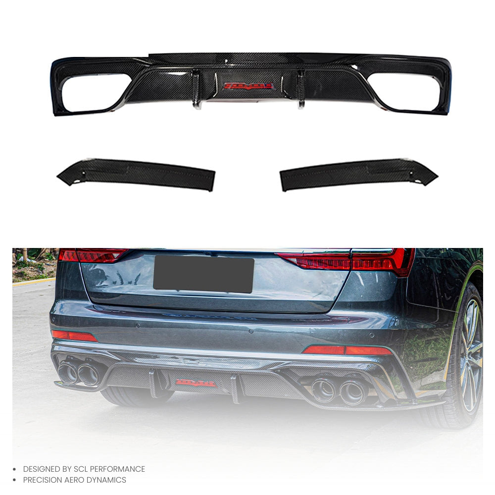 ODM/OOEM Dry Carbon Fiber Universal Car Rear Spoilers Rear Bumper Lip Diffuser for AUDI A6 S6 C8  Car Accessories