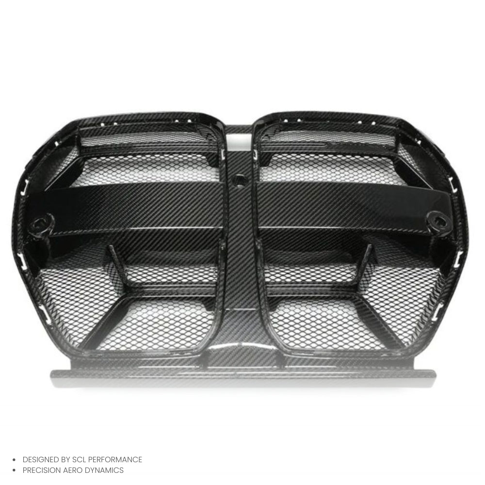 Real Dry Carbon Fiber BodyKit Car Front Grilles with Insect Screen for BMW G80 G81 M3 M4 G82 G83 CSL Style Grills