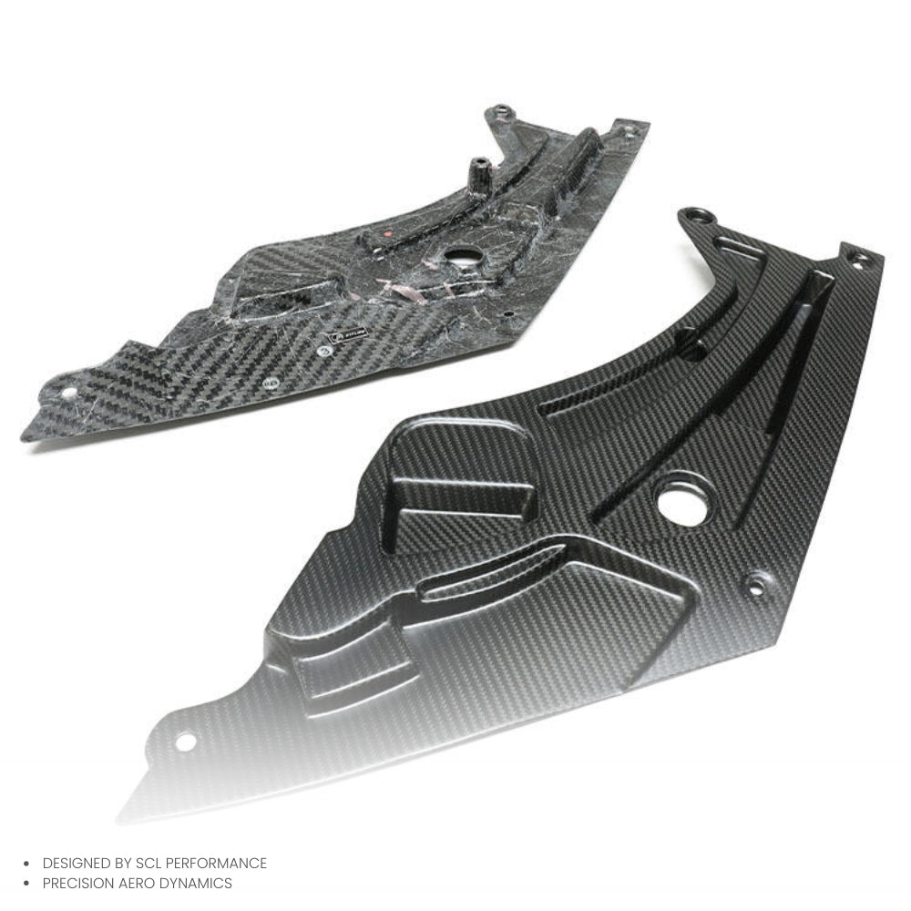 Real Dry Carbon Fiber Front Hood Inside Plate Cover G80 Bracket Trim Replacement for BMW M4 G82 G83 M3 G81 Exterior Accessories