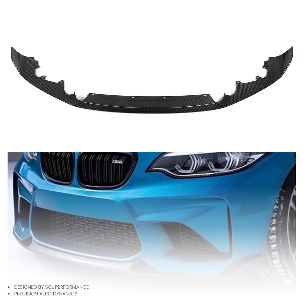 For BMW M2C Dry Carbon Fiber Body Kit Front Bumper Lip Diffuser Spoiler MP Style