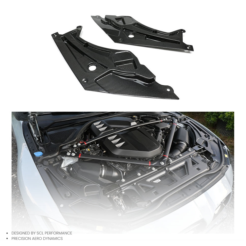 Real Dry Carbon Fiber Front Hood Inside Plate Cover G80 Bracket Trim Replacement for BMW M4 G82 G83 M3 G81 Exterior Accessories
