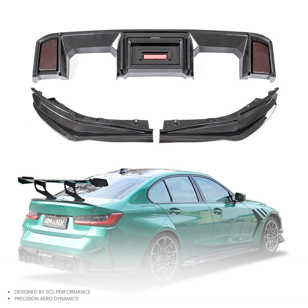 Real Dry Carbon Fiber Lip Diffuser AX Style for BMW G80 M3 2021-2025 New Design Rear Bumper Lips Body Kits