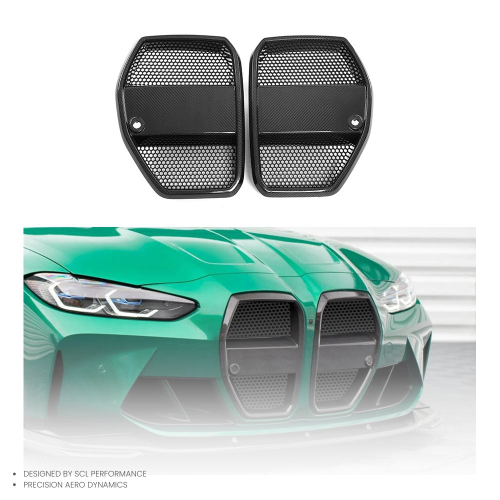 2021-2025 for BMW G80 G81 M3 G82 G83 M4 Car Front Bumper Grilles Real Dry Carbon Fiber AX Style Hood Grill With/without ACC