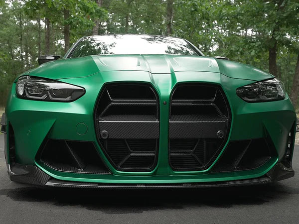 Real Dry Carbon Fiber BodyKit Car Front Grilles with Insect Screen for BMW G80 G81 M3 M4 G82 G83 CSL Style Grills