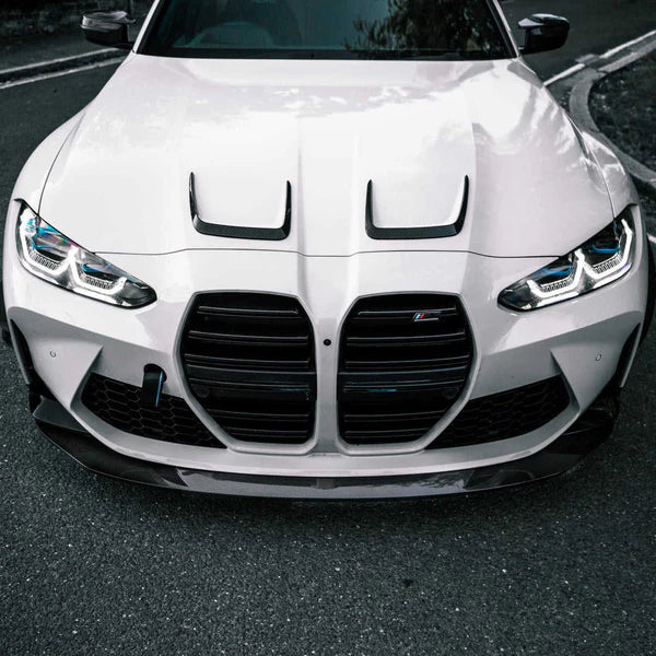Dry Carbon Fiber Engine Hood Air Vent for BMW G80 M3 G82 G83 M4 Front Hood Splitters Trims