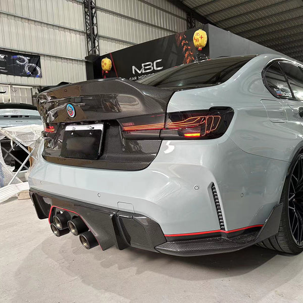 For BMW G80 M3 G82 M4 2021-2022 Pure Dry Carbon Fiber Rear Bumper Diffuser Lip New Automotive Spoiler with Heat Shield G80 M3