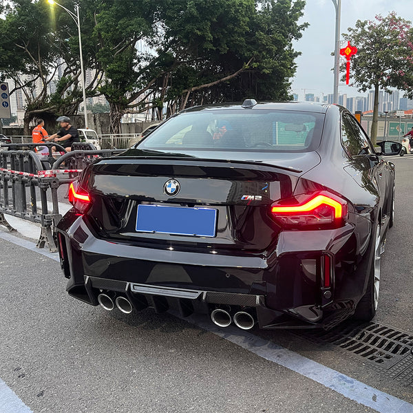 Luxury Dry Carbon Fiber Rear Bumper Diffuser Lip for BMW M2 G87 2023-2024 Bodykit Tow Hook Cut-Outs New Rear Diffuser Splitter